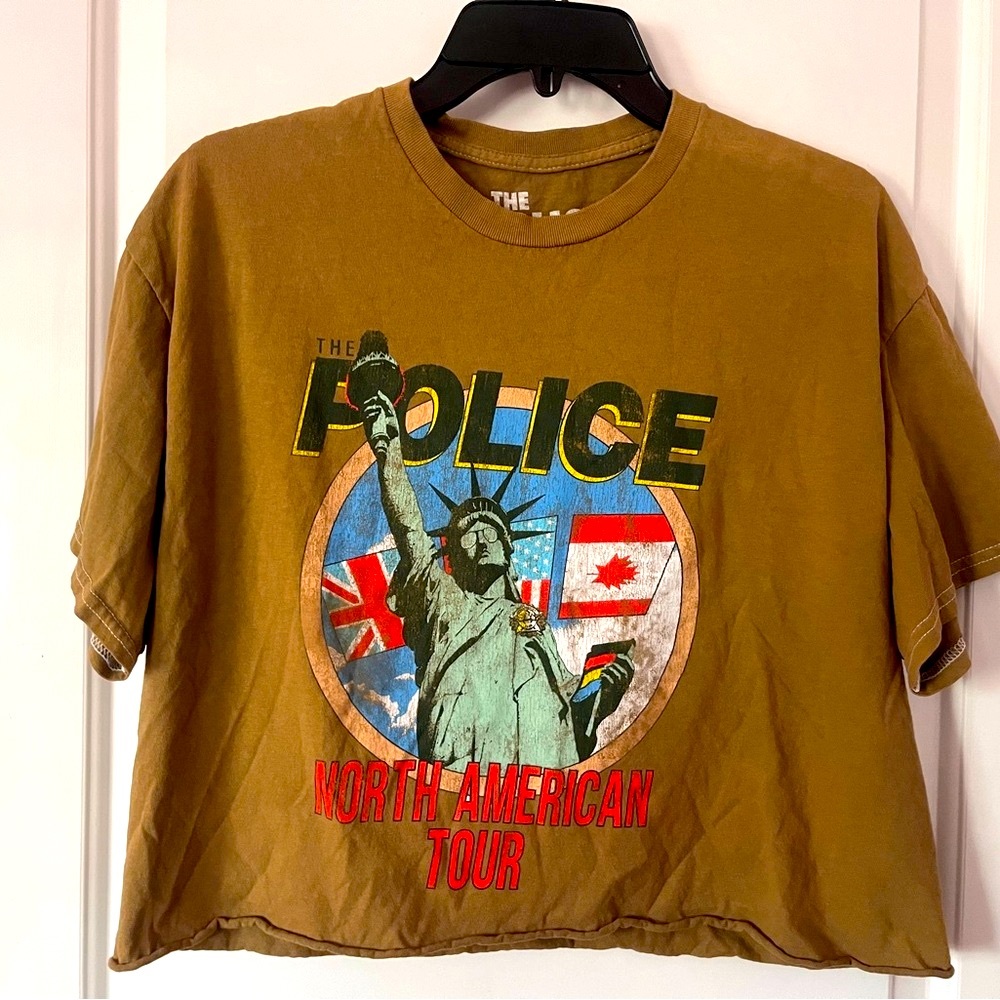 The Police Classic Band Music Brown Short Sleeve Tee Casual Graphic - M/L